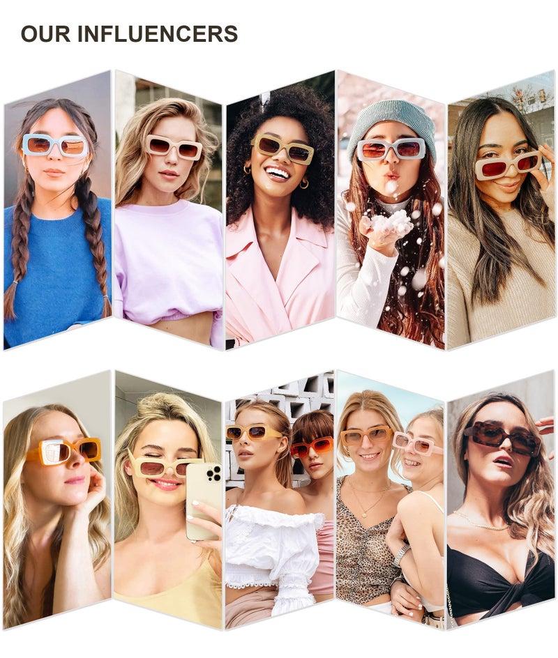 SOJOS Retro 90s Nude Rectangle Sunglasses Womens Mens Trendy Chunky Glasses Gradient Pink Frame Purple Lens - Image 2