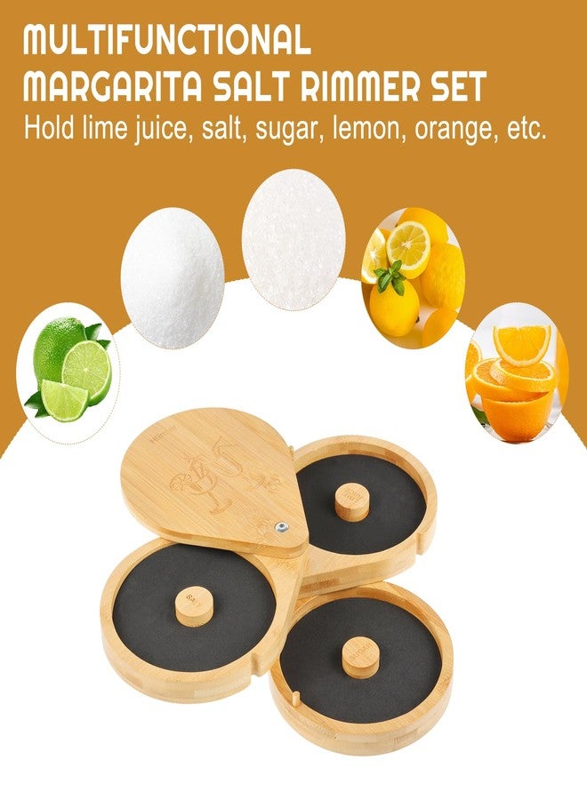 Hlimior Margarita Salt Rimmer Set, Bamboo 3 Tiers Bar Glass Rimmer for Cocktails, Wooden Sugar and Salt Rimming Accessories Supplies with 3 Sponges for Party Bar Home Restaurant Drinks Making (three layers) - Image 4