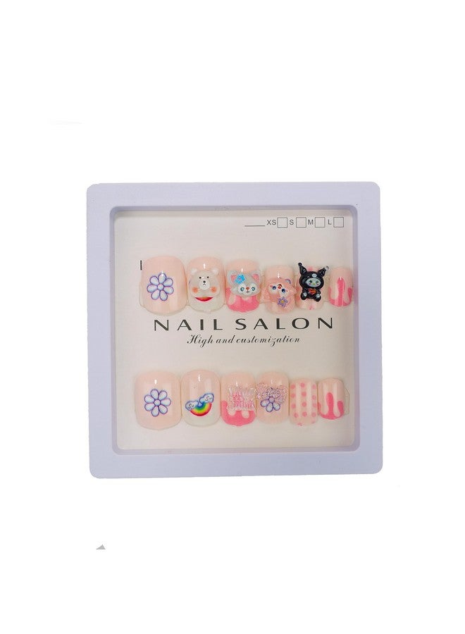 CherryBox Beautiful and Cute 3D Cartoons Nails Set of 12 pieces for Kids and Adults Cartoon Kawaii Resin Art Cartoon Design (Multicolour, 2) - Image 1