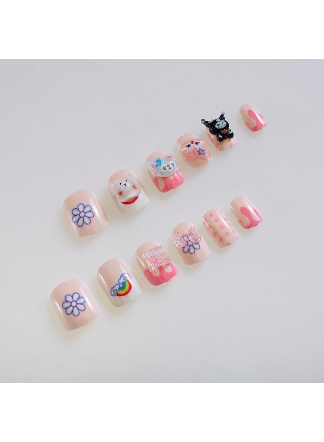 CherryBox Beautiful and Cute 3D Cartoons Nails Set of 12 pieces for Kids and Adults Cartoon Kawaii Resin Art Cartoon Design (Multicolour, 2) - Image 4