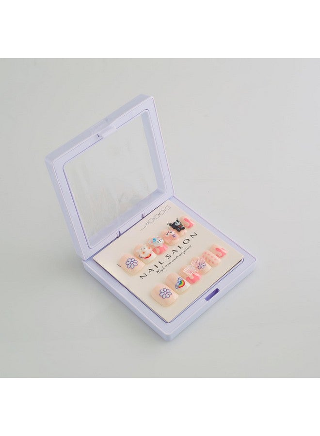 CherryBox Beautiful and Cute 3D Cartoons Nails Set of 12 pieces for Kids and Adults Cartoon Kawaii Resin Art Cartoon Design (Multicolour, 2) - Image 3