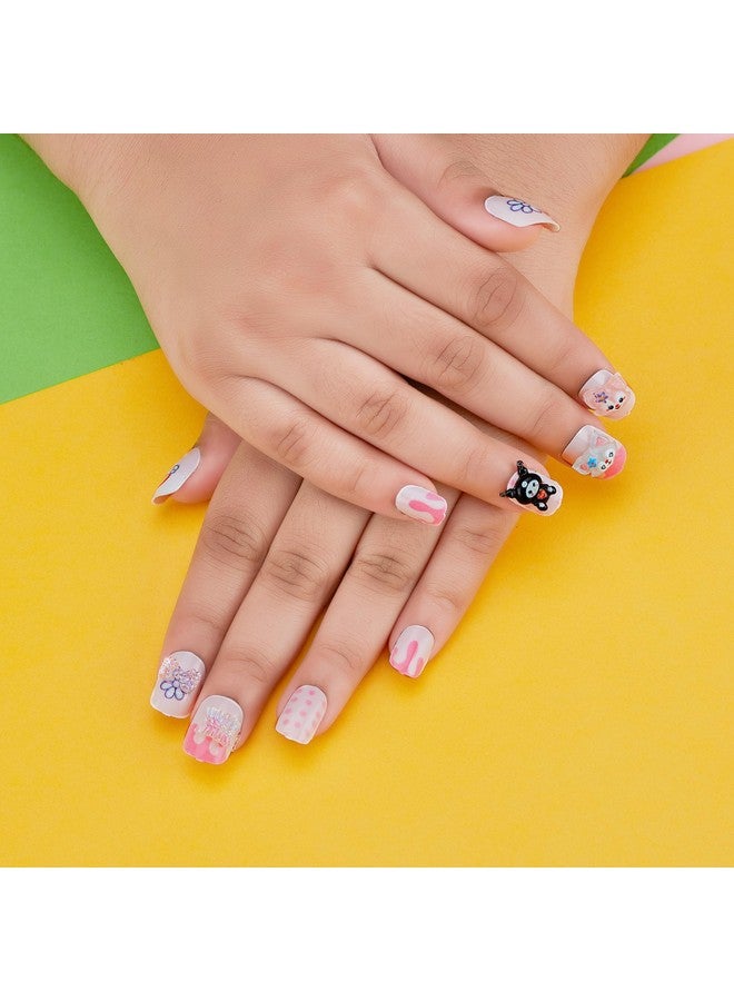 CherryBox Beautiful and Cute 3D Cartoons Nails Set of 12 pieces for Kids and Adults Cartoon Kawaii Resin Art Cartoon Design (Multicolour, 2) - Image 2