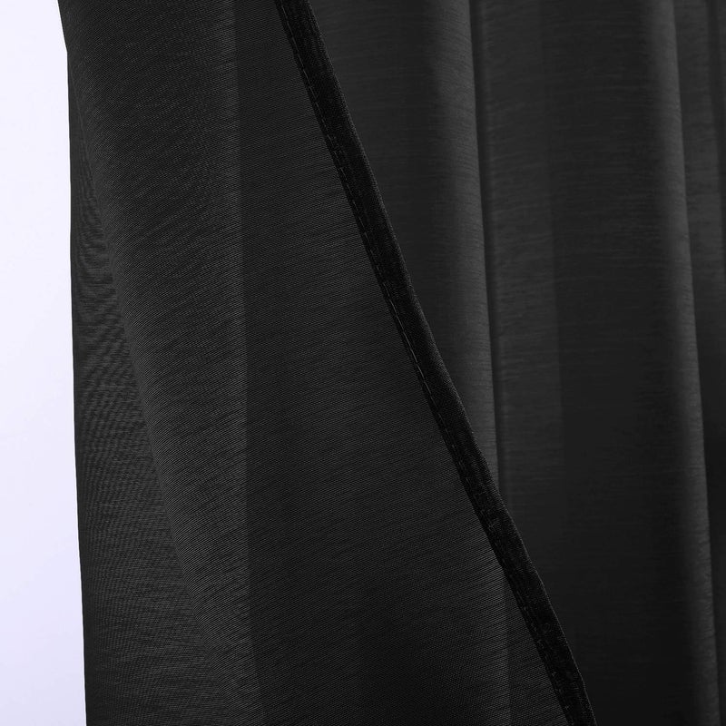 DONREN Black Semi Sheer Curtains Bedroom Home Decoration Solid Voile Panels with Ring Top 52 Wide x 84 Inch Long 2 Panels - Image 5