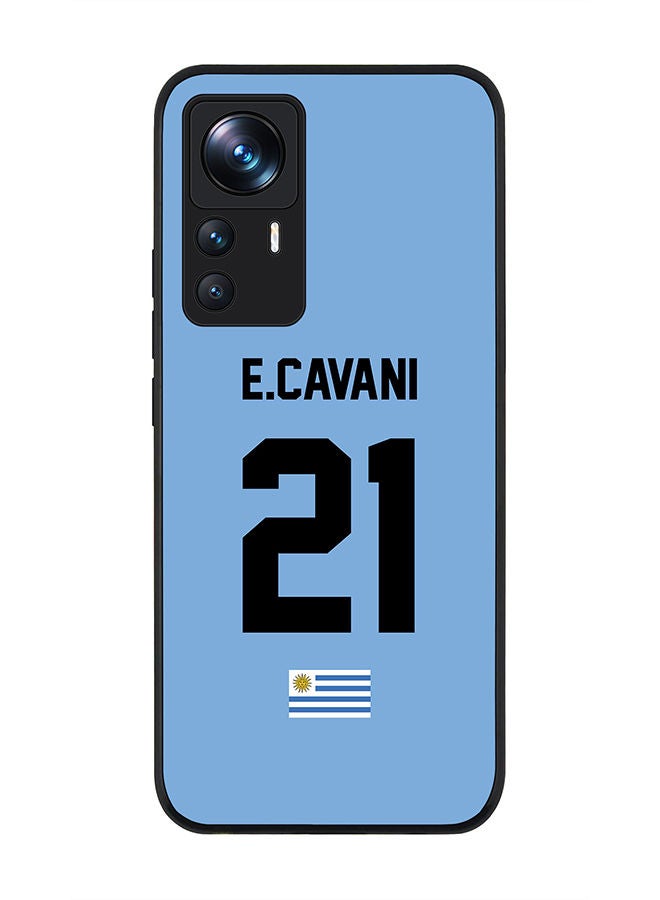 Stylizedd Rugged Black edge case for Xiaomi 12T/12T Pro Slim fit Soft Case Flexible Rubber Edges Anti Drop TPU Gel Thin Cover - Football Team - Uruguay Player Name - E.Cavani - Image 1