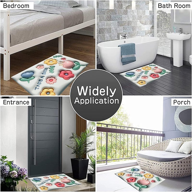 BOTIST 3D Bathroom Mat Rubber NonSlip Quick Dry Rugs Fit Under Door Super Absorbent Thin Fashion Washable Floor Bath Mat Foot Mat for DoorBathroomBathtubSink - Image 4