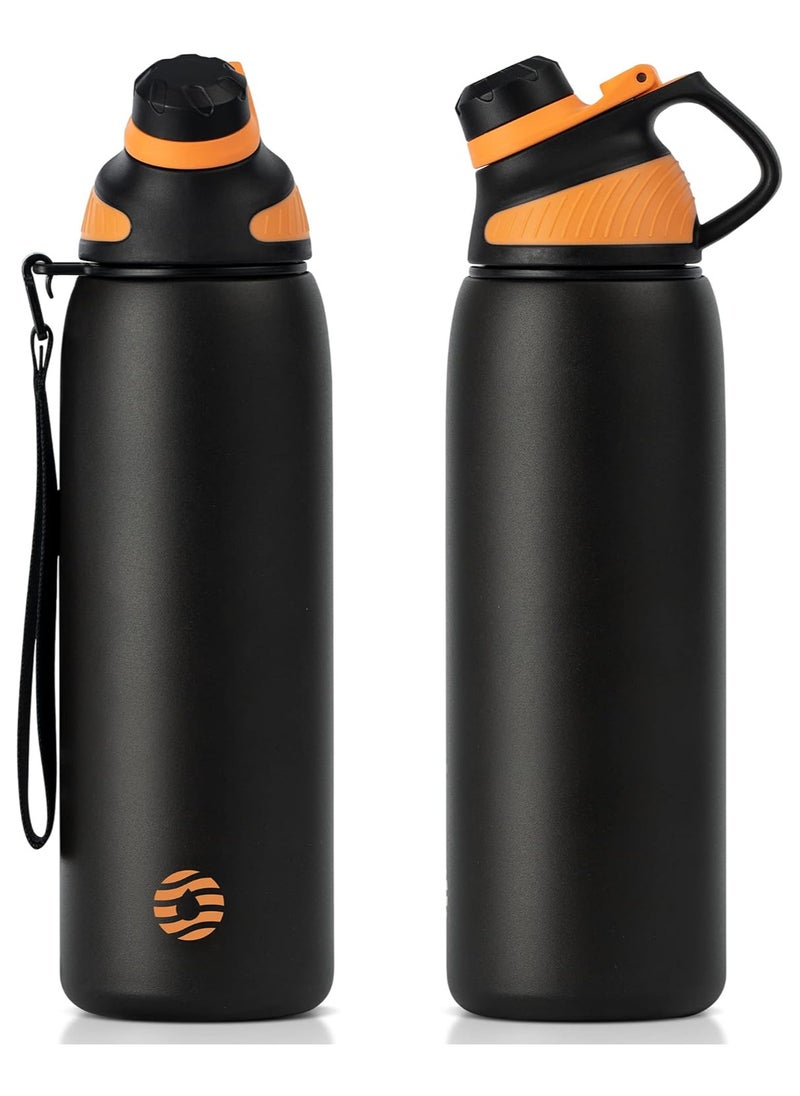 FjBottle - Stainless Steel Water Bottle 1L with Magnetic Lid, BPA Free Insulated Water Bottle, Sports Metal Water Bottle Hot&Cold Drinks Vacuum Flask Leak-Proof for Gym, Work, Travel - Image 1