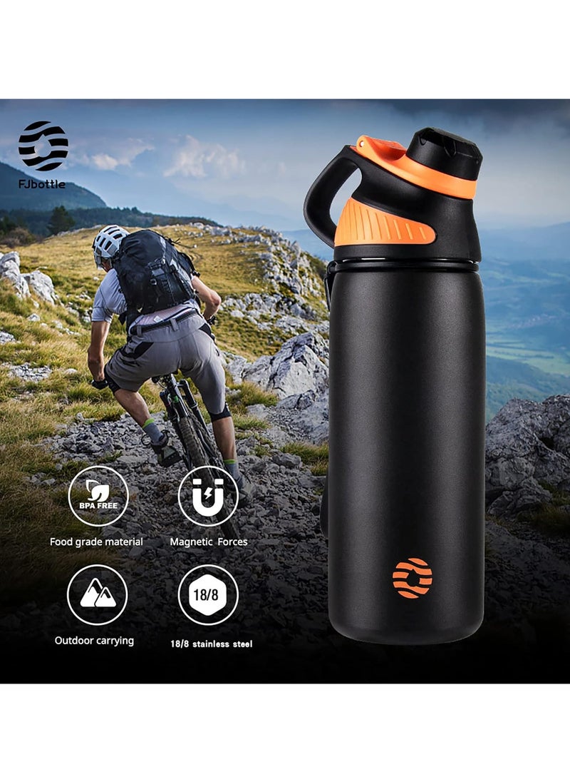 FjBottle - Stainless Steel Water Bottle 1L with Magnetic Lid, BPA Free Insulated Water Bottle, Sports Metal Water Bottle Hot&Cold Drinks Vacuum Flask Leak-Proof for Gym, Work, Travel - Image 1