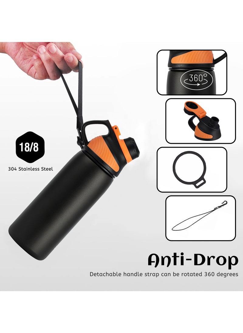 FjBottle - Stainless Steel Water Bottle 1L with Magnetic Lid, BPA Free Insulated Water Bottle, Sports Metal Water Bottle Hot&Cold Drinks Vacuum Flask Leak-Proof for Gym, Work, Travel - Image 1