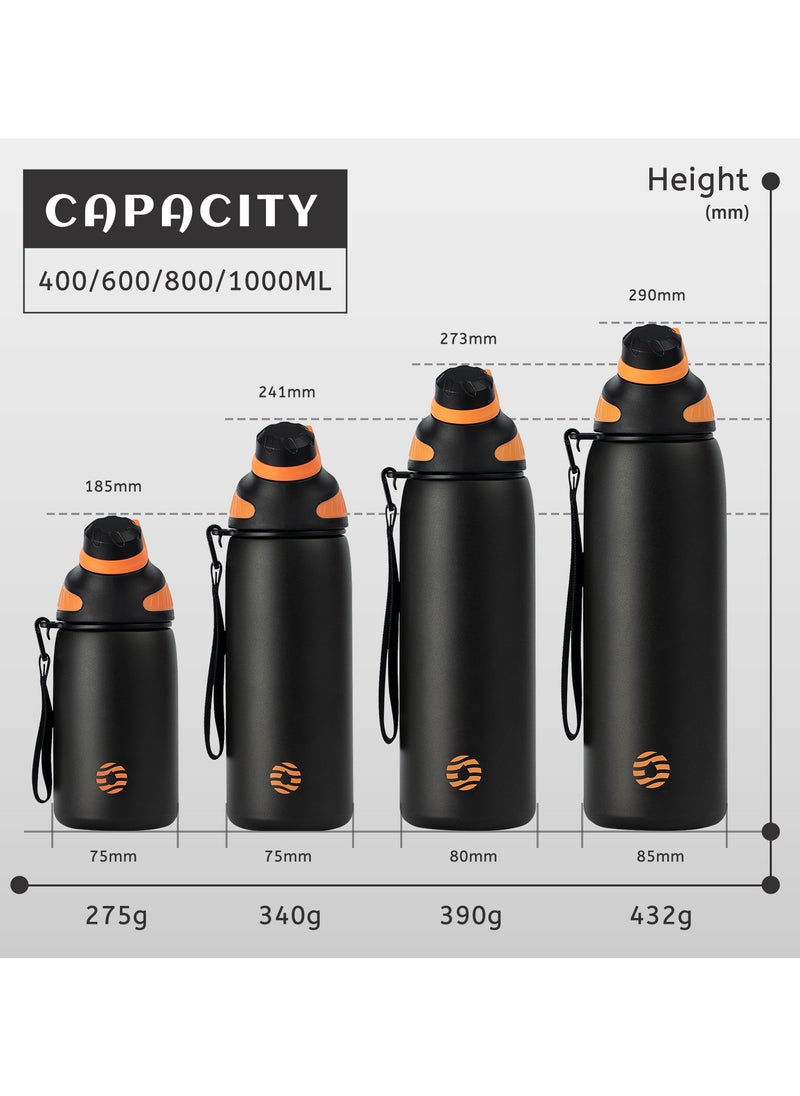 FjBottle - Stainless Steel Water Bottle 1L with Magnetic Lid, BPA Free Insulated Water Bottle, Sports Metal Water Bottle Hot&Cold Drinks Vacuum Flask Leak-Proof for Gym, Work, Travel - Image 1