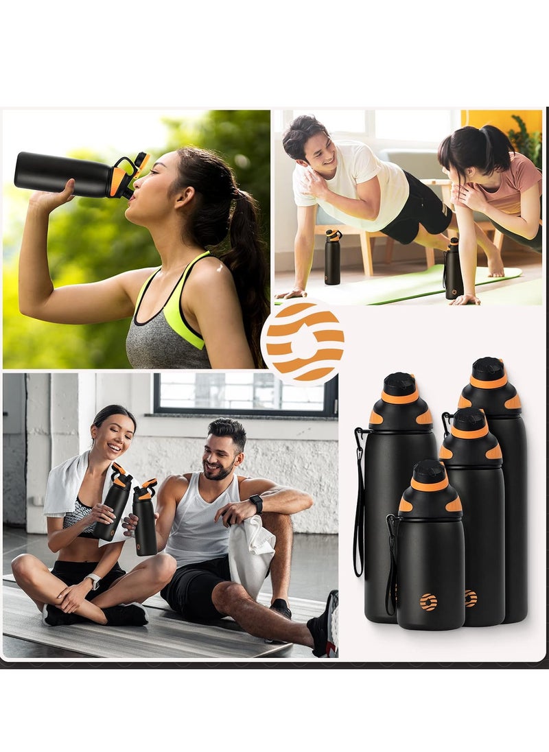 FjBottle - Stainless Steel Water Bottle 1L with Magnetic Lid, BPA Free Insulated Water Bottle, Sports Metal Water Bottle Hot&Cold Drinks Vacuum Flask Leak-Proof for Gym, Work, Travel - Image 1