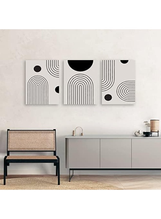 KBKBART Black Beige Framed Wall Art Set of 3, Abstract Geometric Gallery Prints Living Room, Modern Minimalist Line Canvas Artwork, Boho Decor Bedroom, Bathroom, Office, Home (12''x16'') - Image 5