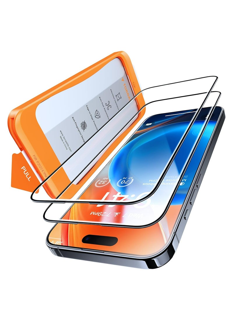 TORRAS - Diamond Shield for iPhone 15 Pro Max Screen Protector [Grade Protection] 9H Unbreakable Shatterproof Tempered Glass for iPhone 15 Pro Max Full Coverage InstaFit Bubble-Free - Clear - Image 1