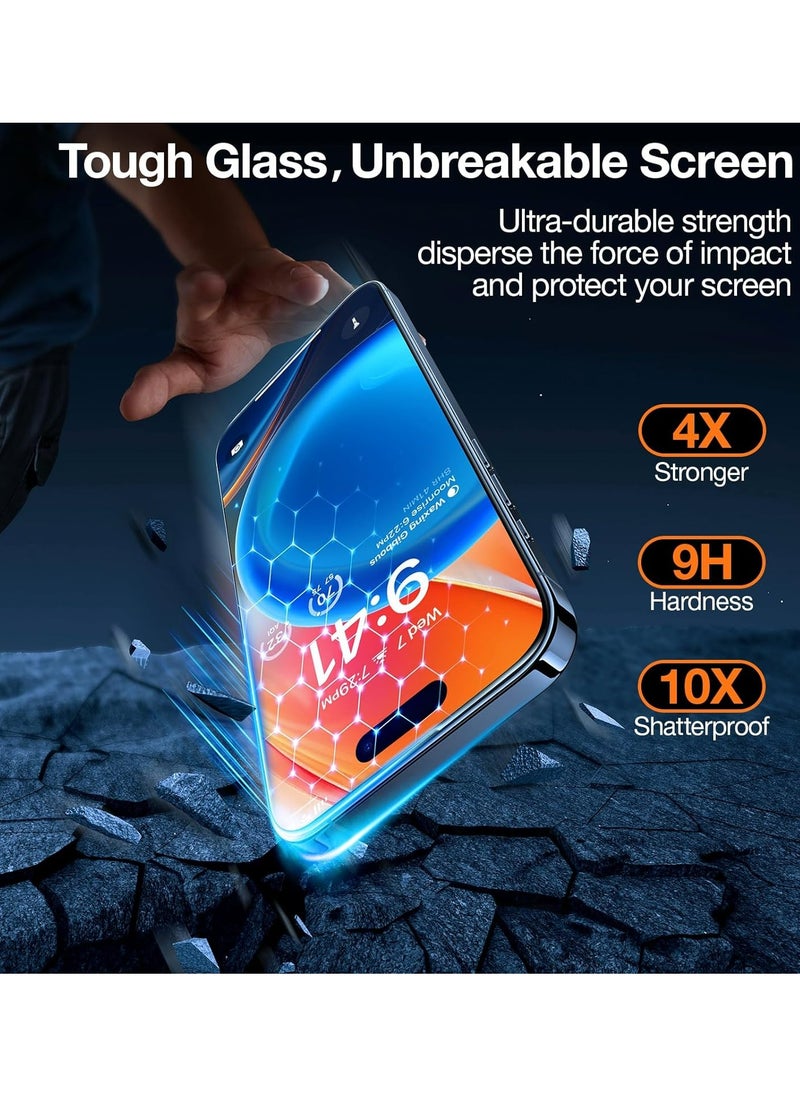 TORRAS - Diamond Shield for iPhone 15 Pro Max Screen Protector [Grade Protection] 9H Unbreakable Shatterproof Tempered Glass for iPhone 15 Pro Max Full Coverage InstaFit Bubble-Free - Clear - Image 1