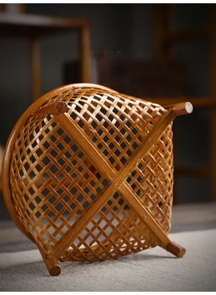 Handwoven Bamboo Fruit & Snack Basket - Multipurpose Tea Pastry Organizer Bin, Natural Storage Tray (Arabic Home Decor) - Image 5