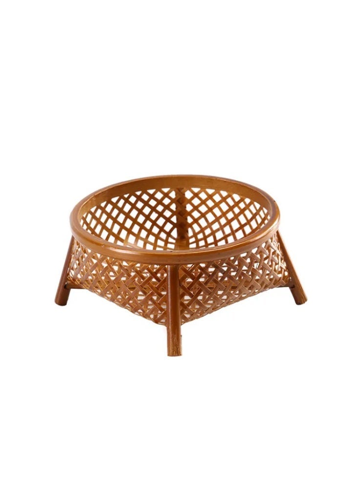 Handwoven Bamboo Fruit & Snack Basket - Multipurpose Tea Pastry Organizer Bin, Natural Storage Tray (Arabic Home Decor) - Image 3