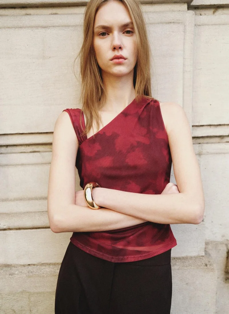 مانجو Asymmetric printed top