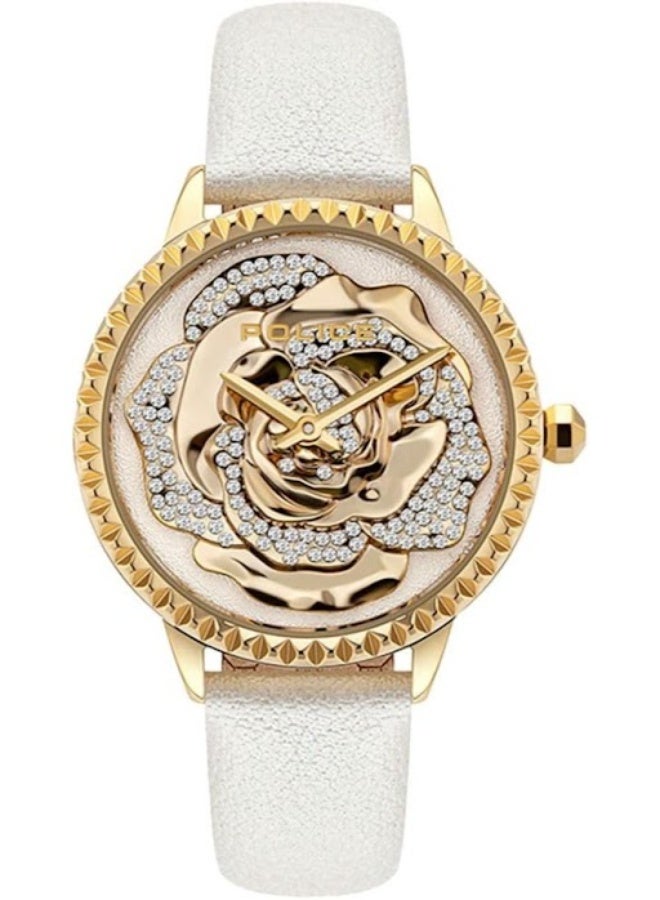 Women Mopion Gold Dial Leather Strap Analog Watch for Women, 26mm