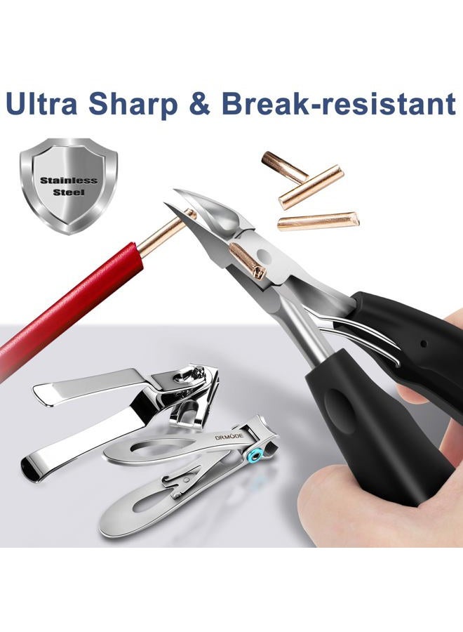 DRMODE مقص أظافر القدم لكبار السن للأظافر السميكة - مقص أظافر كبير بفك واسع للأظافر السميكة، مقص أظافر ثقيل حاد محترف للرجال وكبار السن مع حقيبة جلدية - Image 5