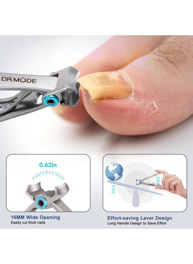 DRMODE مقص أظافر القدم لكبار السن للأظافر السميكة - مقص أظافر كبير بفك واسع للأظافر السميكة، مقص أظافر ثقيل حاد محترف للرجال وكبار السن مع حقيبة جلدية - Image 3
