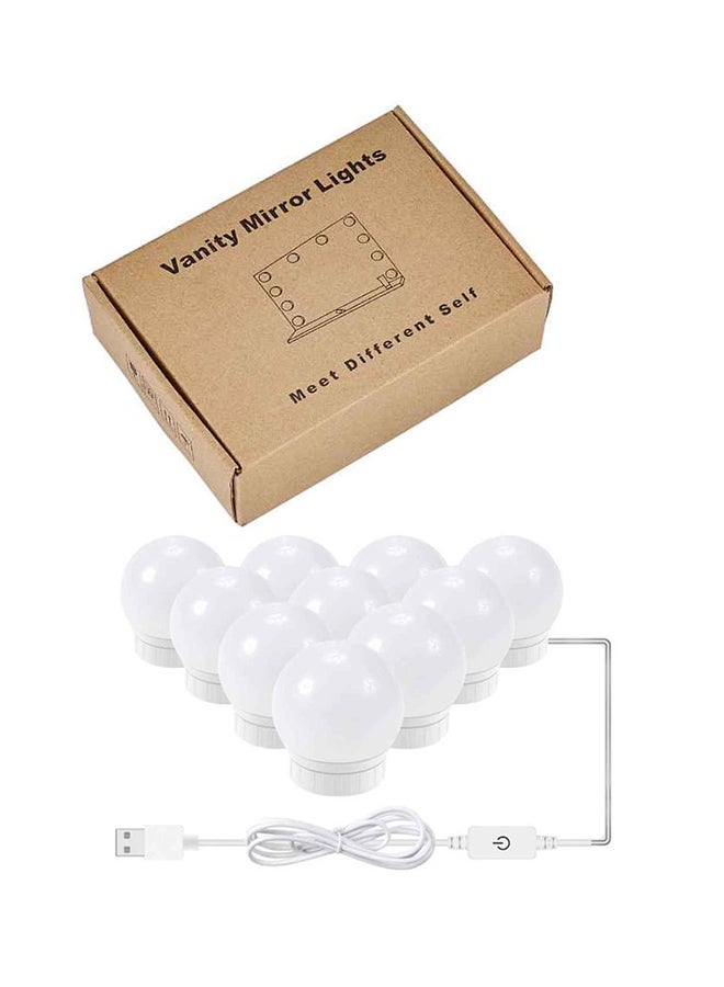 إسكدنيا مجموعة مصابيح لطاولة الزينة بإضاءة LED قابلة للخفت دون تدرج مكونة من 10 قطع أبيض - Image 2