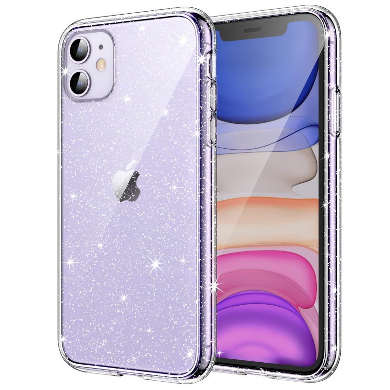 JETech Glitter Case for iPhone 11 61Inch Bling Sparkle Shockproof Phone Bumper Cover Cute Sparkly for Women and Girls Clear