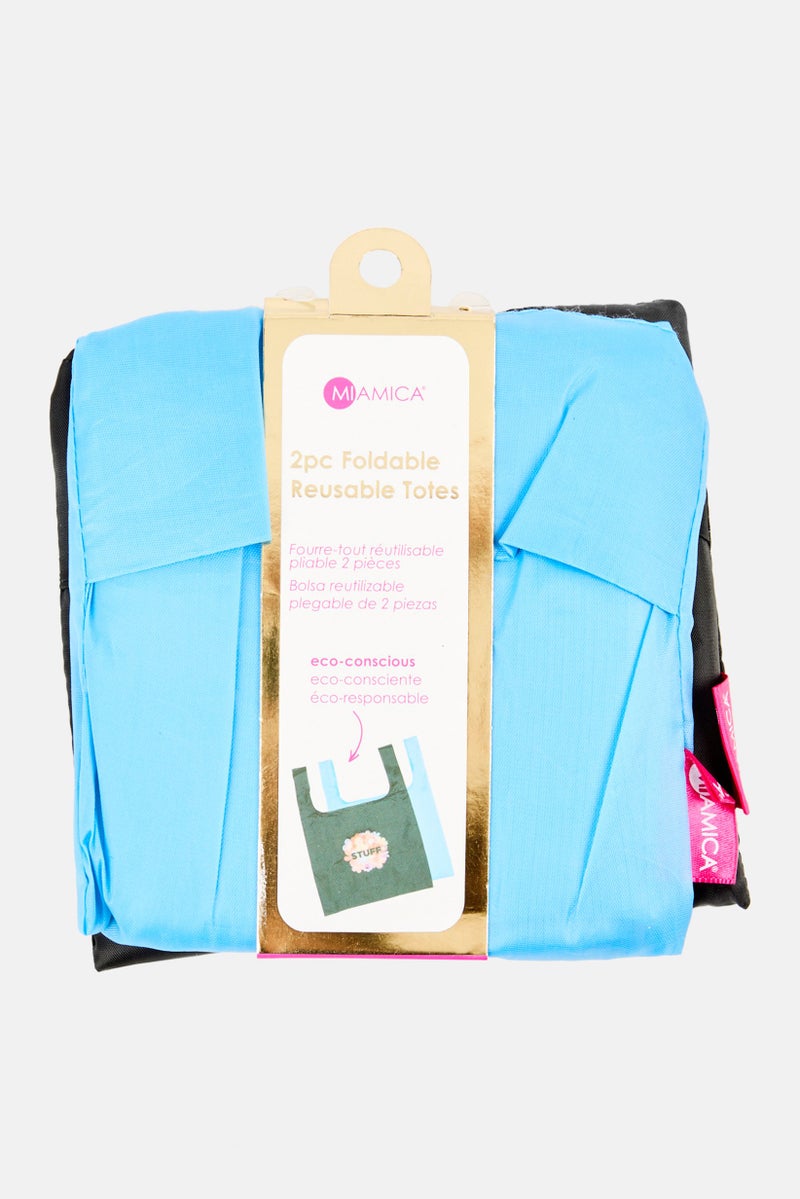Miamica حقيبتان قابلة للطي وإعادة الاستخدام، زرقاء - Image 2