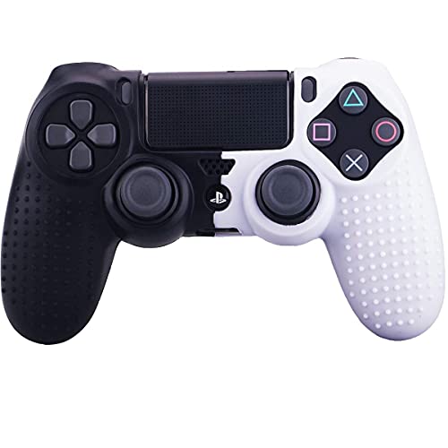 PSS Special Design Studded Dots Silicone Case Cover Skin Protective for PS4 Wireless Controller 2 Thumb Grips (Black&White) - Image 1