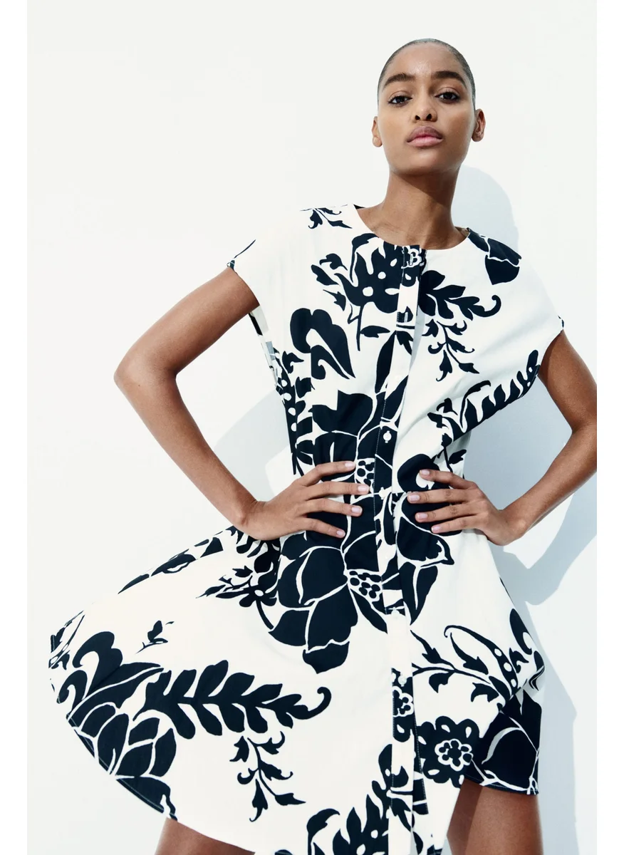 اتش اند ام Button-Front Cotton Dress