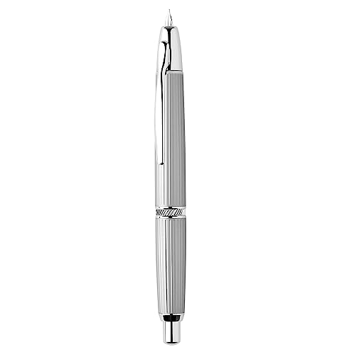 erofa Majohn A1 Retractable Fountain Pen with Box Press Extra Fine Nib Metal White Stripe Ink Pen with Converter Writing Set With Clip Version - Image 3