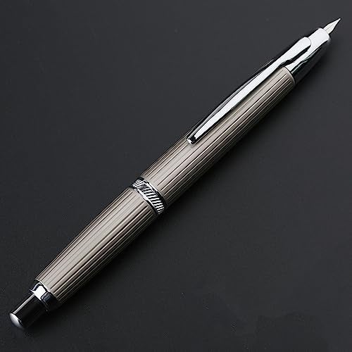 erofa Majohn A1 Retractable Fountain Pen with Box Press Extra Fine Nib Metal White Stripe Ink Pen with Converter Writing Set With Clip Version - Image 1