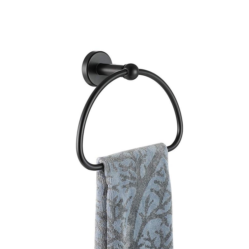 JQK JQK Towel Ring Matte Black Stainless Steel Half Ring Towel Holder for Bathroom 7 Inch Brushed Finished Wall Mount TR160PB 