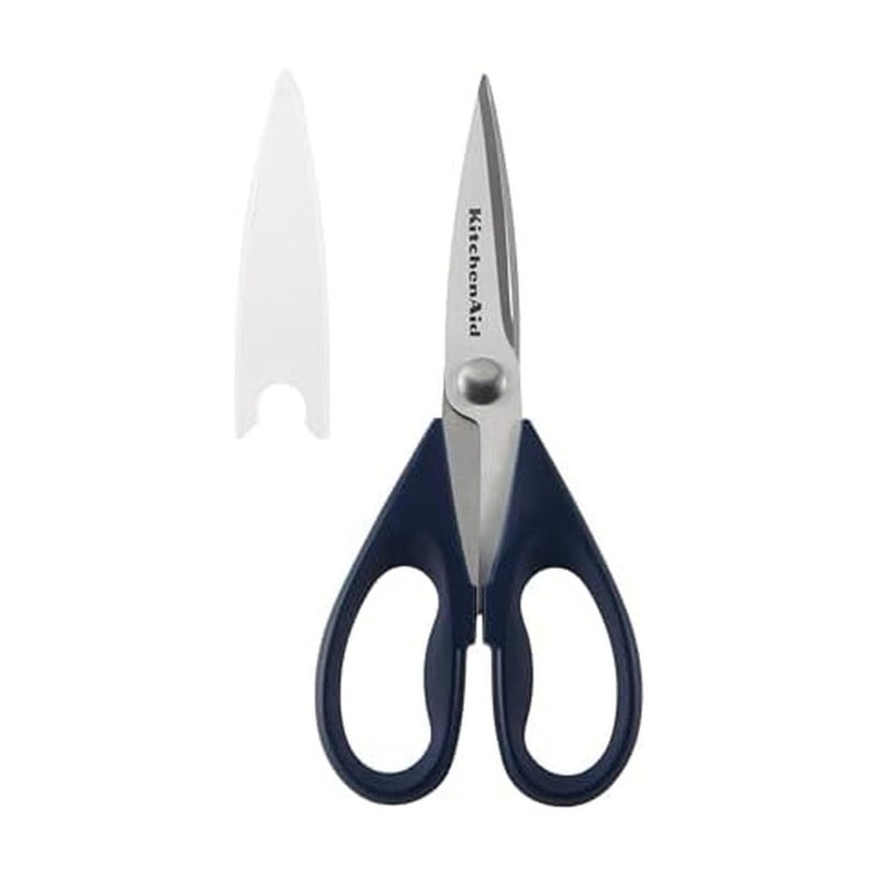 KitchenAid All Purpose Kitchen Shears with Protective Sheath Durable Stainless Steel Scissors, Dishwasher Safe, Soft Grip Comfort Handle, 8.72 Inch, Ink Blue - Image 1