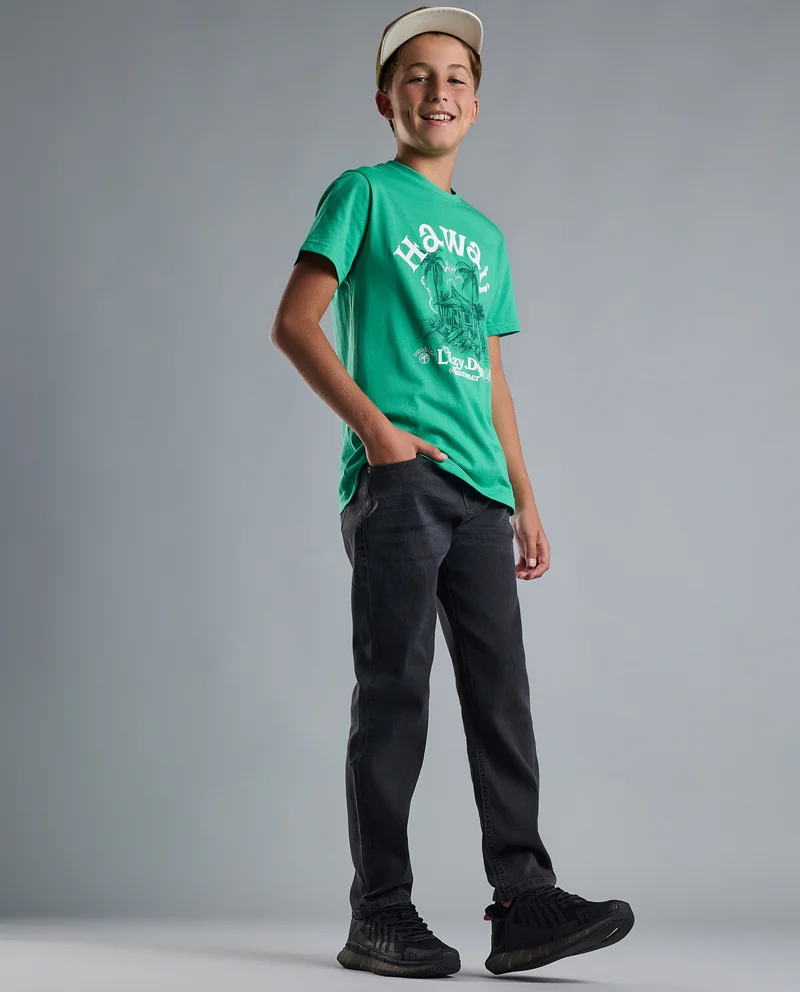 أر أند بي Faded Straight Fit Jeans with Button Closure