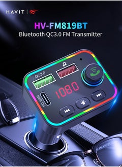havit Bluetooth 5.3 FM Transmitter Car Adapter(PD24W) Wireless Radio Music Adapter Fast Charge LED Display Hands-Free Calling Support USB Drive  - Image 2