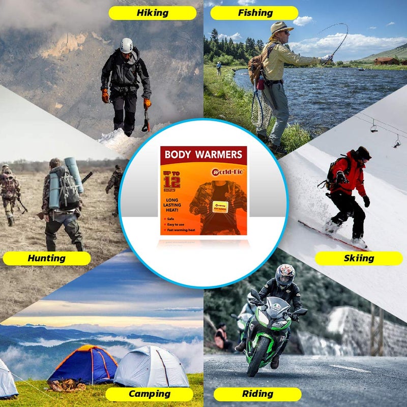 WORLD-BIO Body Warmers for Cold Weather, Disposable Hot Hands Body Warmers with Adhesive Air Activate Heat Patch Gives 12 Hours Warm, Stick on Body Warm Pads for Winter 32 Packs - Image 3