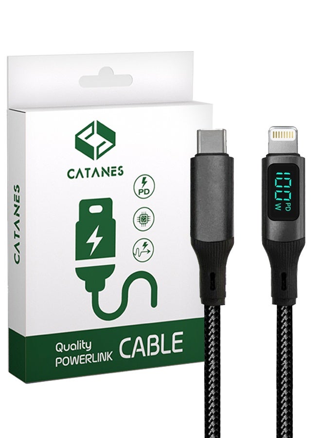 CATANES 2Packs USB-C to Lightning Magnetic Charging Cable with Display (1M) - Smart PD Fast Charge, Real-Time Power Monitoring, Detachable Design - Black - Image 2