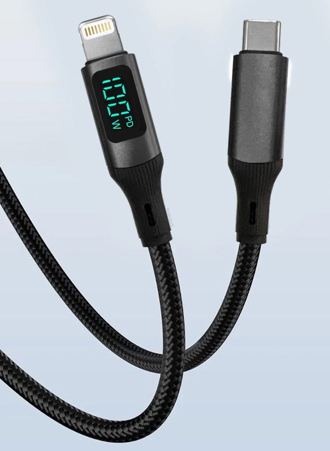 CATANES 2Packs USB-C to Lightning Magnetic Charging Cable with Display (1M) - Smart PD Fast Charge, Real-Time Power Monitoring, Detachable Design - Black - Image 4