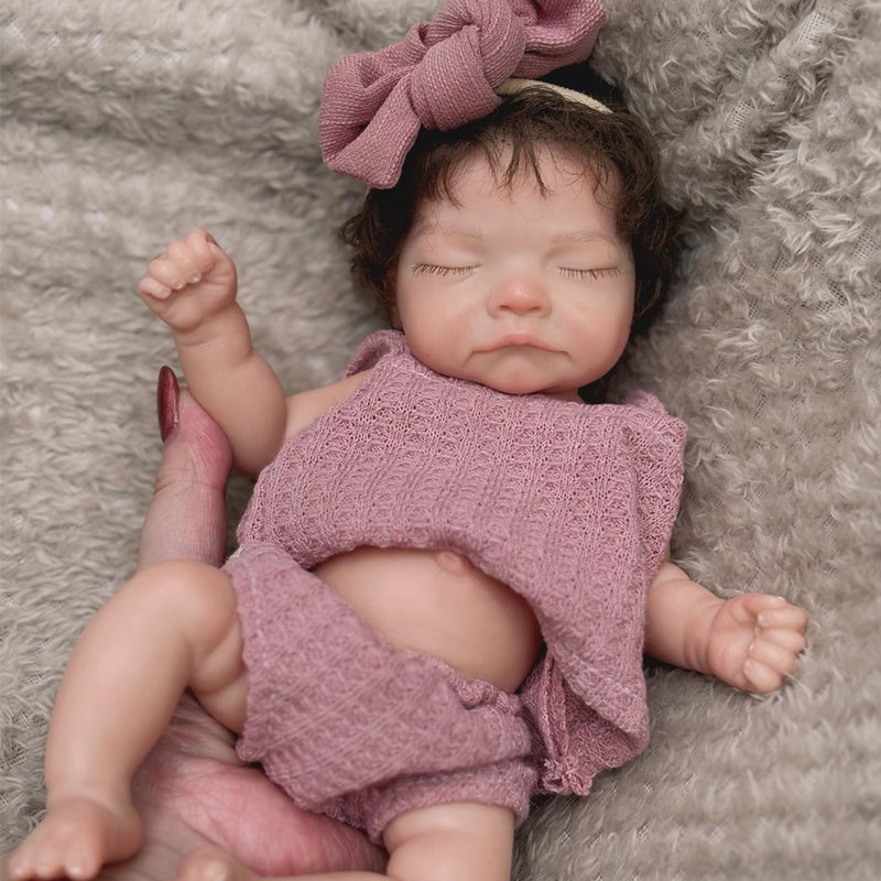 OtardDolls Silicone Baby Doll 10 Inch Full Body Girl with Hair Soft Silicone Reborn Handmade Realistic Newborn Dolls for Kids - Image 1