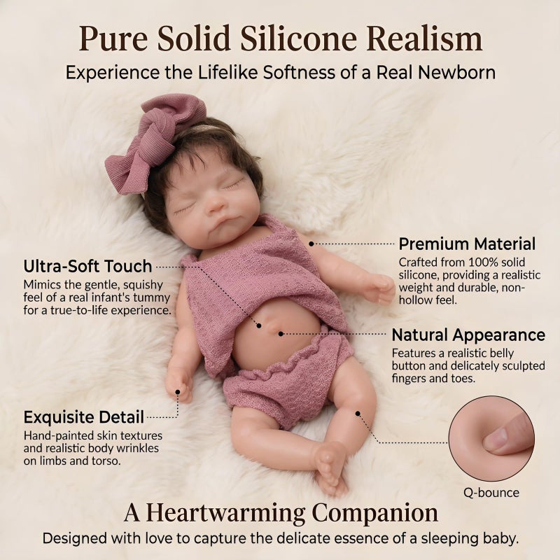 OtardDolls Silicone Baby Doll 10 Inch Full Body Girl with Hair Soft Silicone Reborn Handmade Realistic Newborn Dolls for Kids - Image 2