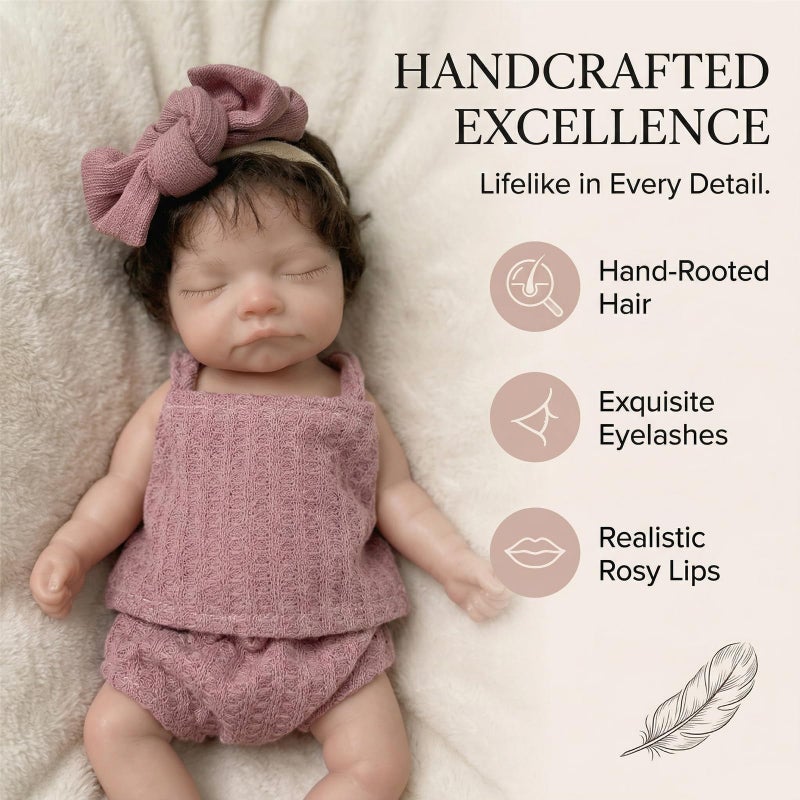 OtardDolls Silicone Baby Doll 10 Inch Full Body Girl with Hair Soft Silicone Reborn Handmade Realistic Newborn Dolls for Kids - Image 3