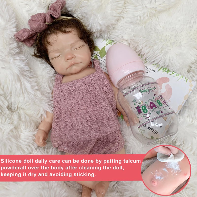 OtardDolls Silicone Baby Doll 10 Inch Full Body Girl with Hair Soft Silicone Reborn Handmade Realistic Newborn Dolls for Kids - Image 5