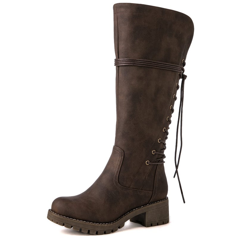 GLOBALWIN Women's Brown Lace-Up Knee-High Boots Size 8.5 - Image 2