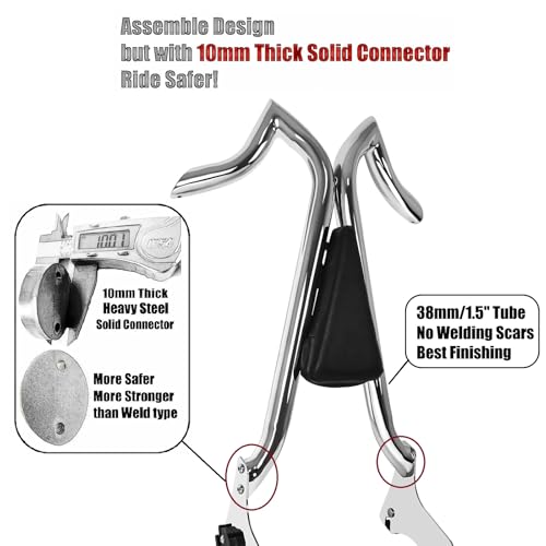 Fjpacemt Sissy Bar Backrest for Harley Davidson, 1 1/2" Bar Detachable Passenger Back Rest Rear Pad for Harley Touring Road Glide Street Glide Road King Ultra CVO Limited Electra Glide 2009-2024 - Image 5