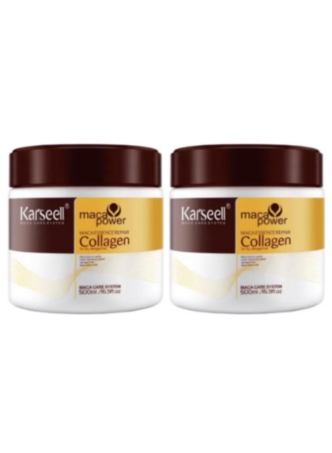 Karseell 2Pcs Karseell Collagen Maca Moisturizing Hair Treatment Mask for Dry and Damaged Hair for 500 ml - Image 1