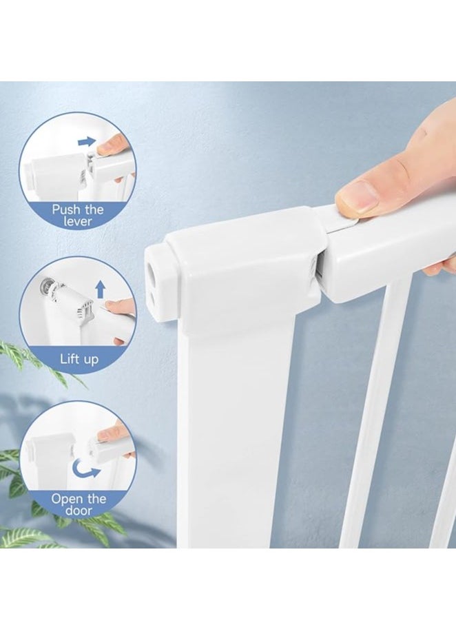 Arabest Safety Gate Baby Gate, Extra Wide Baby Gate Suitable For 76 83 cm, Auto Close Indoor Safety Gates For Doorway Hallway And Stair Use, Safety Gate Height 76 cm, White  - Image 4