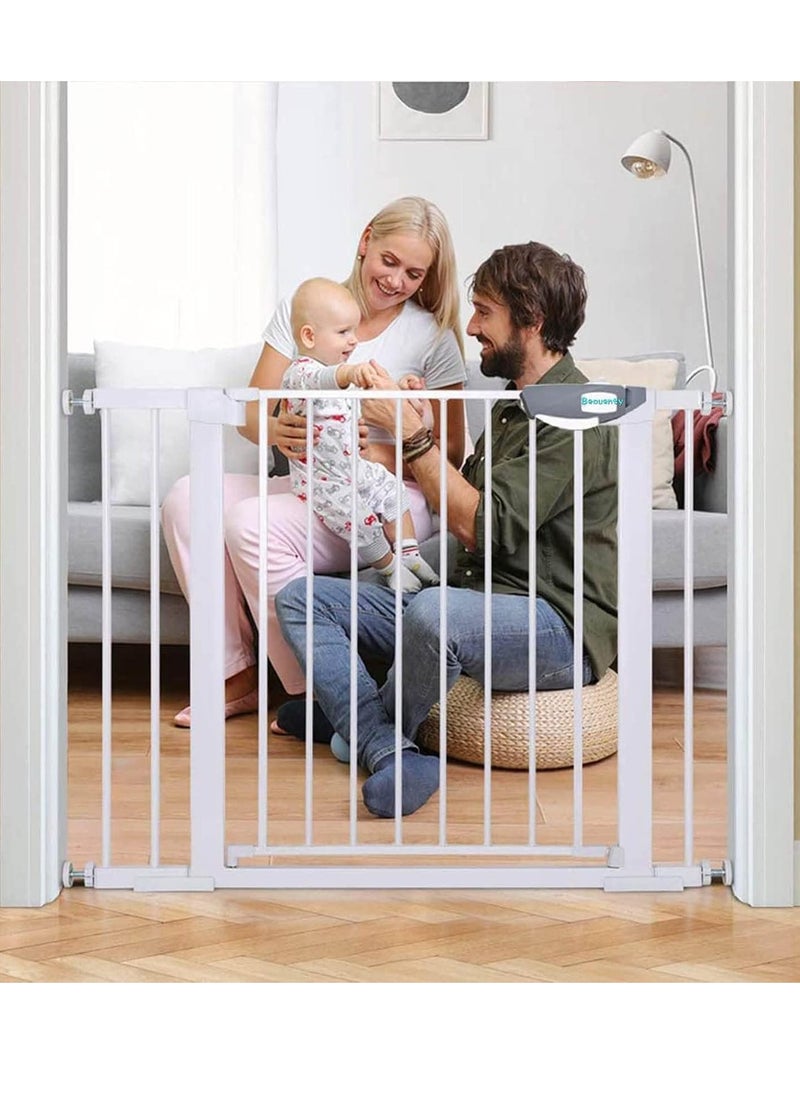 Arabest Safety Gate Baby Gate, Extra Wide Baby Gate Suitable For 76 83 cm, Auto Close Indoor Safety Gates For Doorway Hallway And Stair Use, Safety Gate Height 76 cm, White  - Image 1