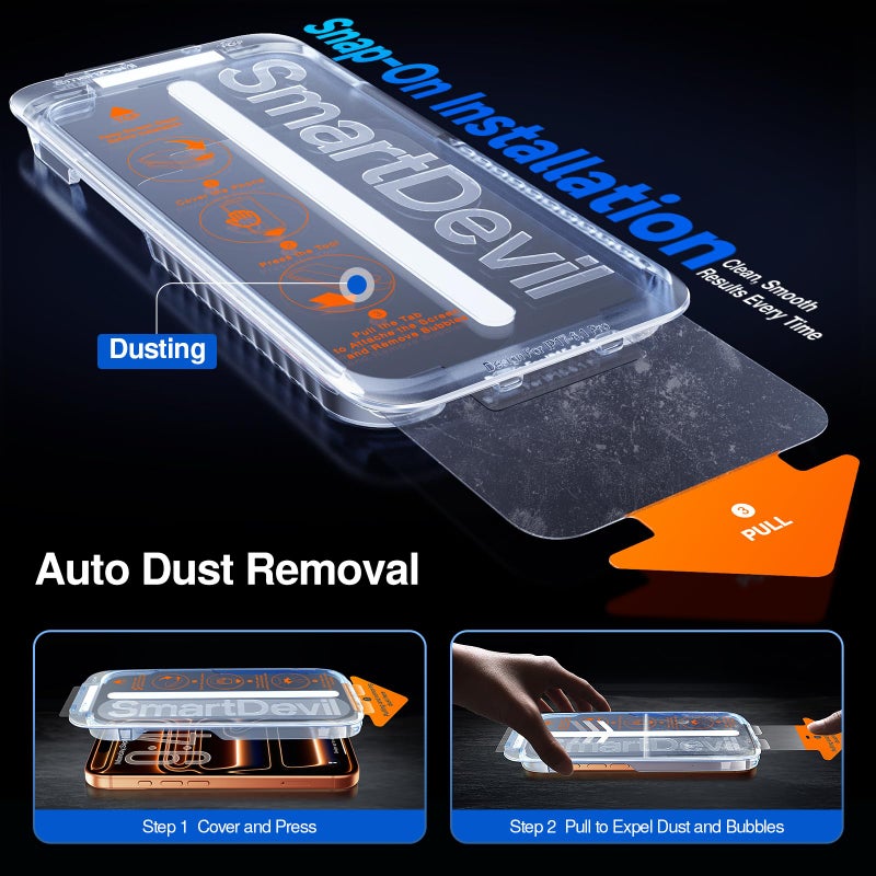 SMARTDEVIL 2 Pack Tempered Glass for iPhone 17 Pro Max Privacy Screen Protector, Military-Grade Shatterproof Protection, 9H Hardness, Anti-Spy Privacy Film, Auto Dust Removal, Bubble Free - Image 4