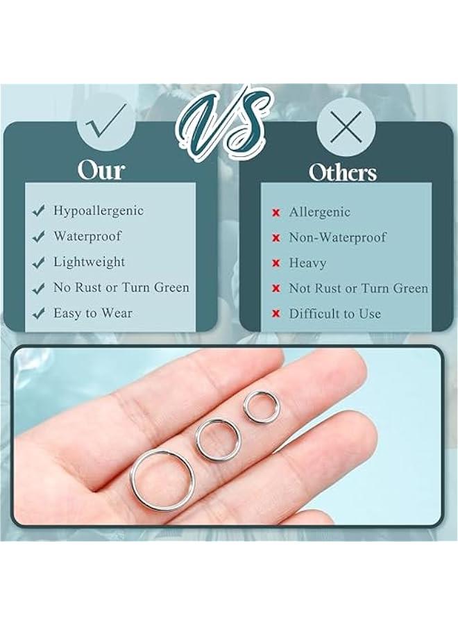 8 Pcs 16G 316L Surgical Steel Nose Rings Hoops Septum Rings Lip Rings Hypoallergenic Nose Clicker Ring Tragus Helix Cartilage Daith Rook Sleeper Earring Body Piercing Jewerly for Women Men - Image 2