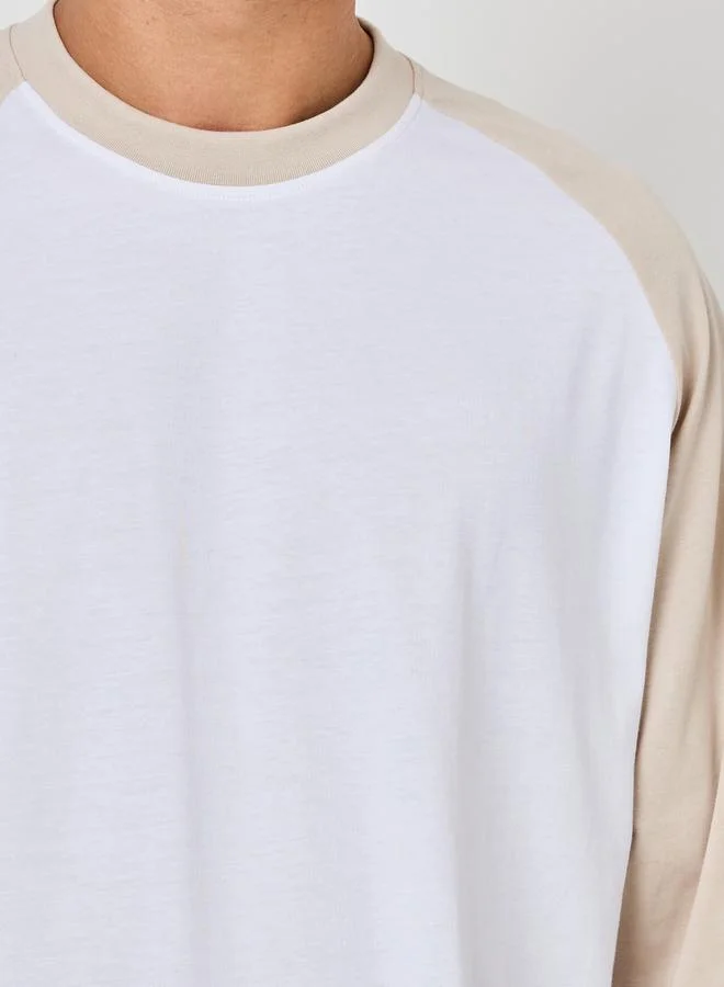 Styli Color Block Raglan Sleeves Boxy Fit T-Shirt