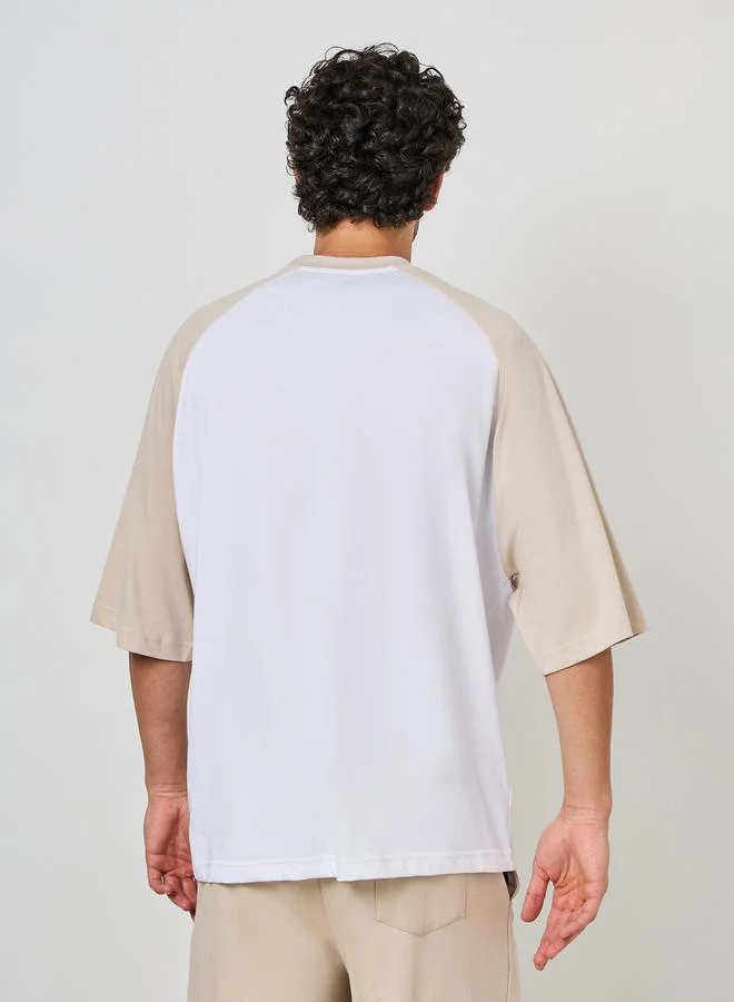 Styli Color Block Raglan Sleeves Boxy Fit T-Shirt